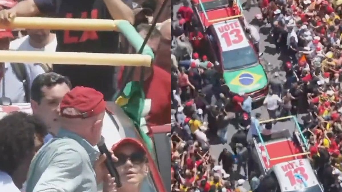 “O pneu do nosso carro furou”: Lula ameaça sair correndo e troca de carro no meio da multidão - Foto