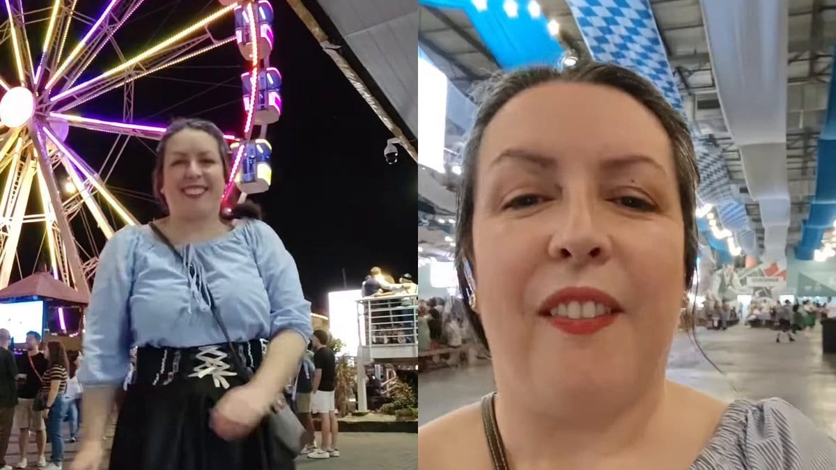 “Você não tava sozinha”: mulher vai sem companhia à Oktoberfest de Blumenau no aniversário de 46 anos