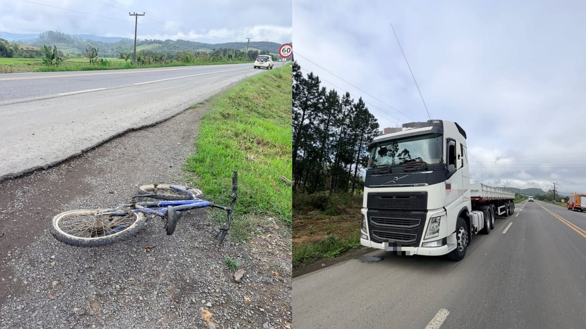 Menino de 8 anos é atropelado por caminhão na BR-470 em Pouso Redondo