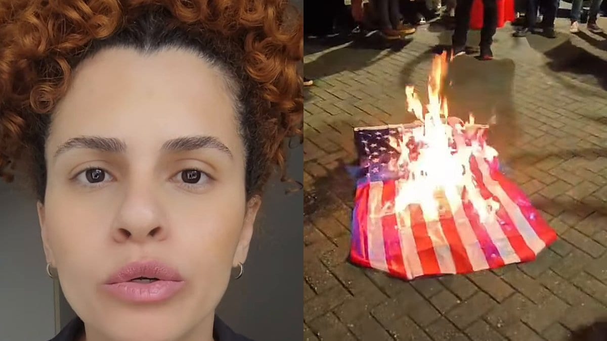 Professora afastada pelo INSS vai a ato do Lula, estende bandeira dos EUA e agora se diz perseguida em Blumenau