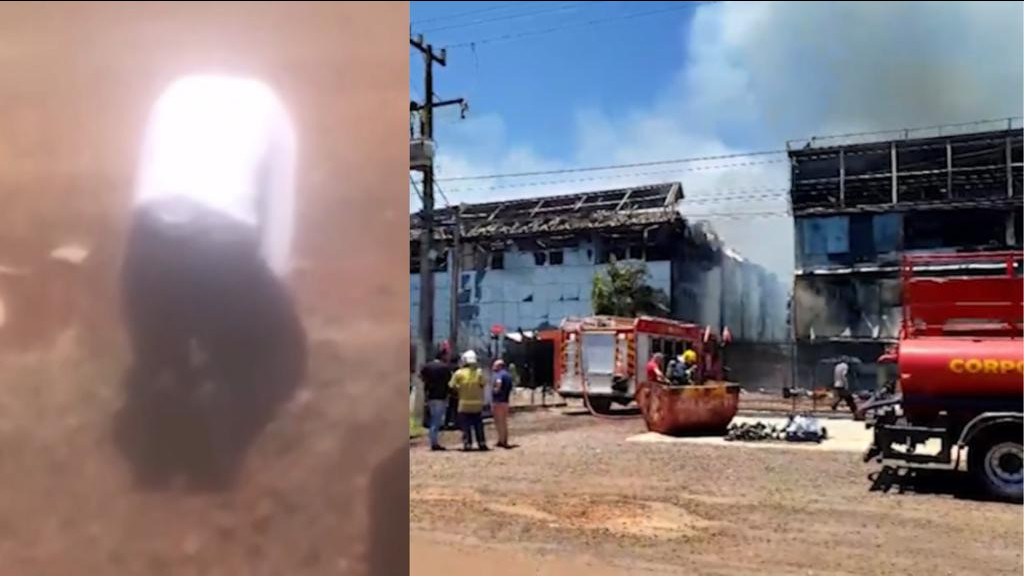 Ato de fé: Empresário faz oração ajoelhado durante incêndio em sua empresa