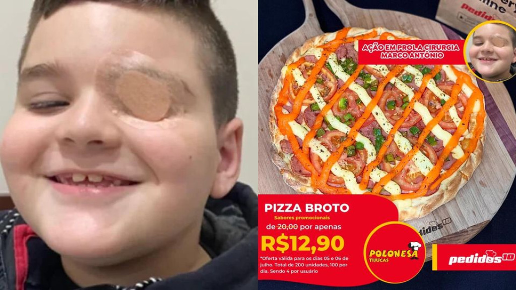 Para ajudar menino de Tijucas, pizzaria faz promoção solidária