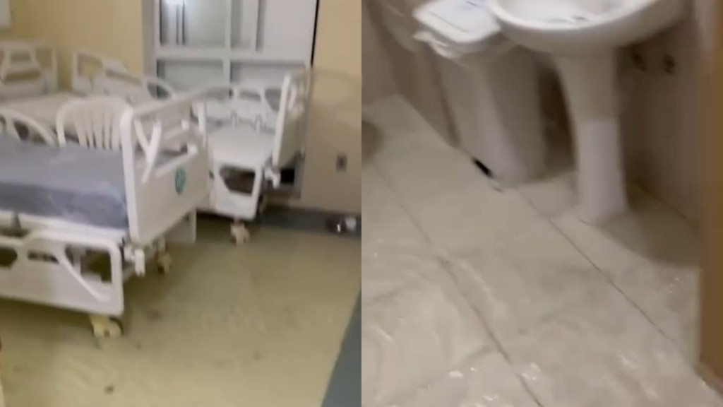 Quarto de hospital vira "cachoeira" após rompimento de cano em São José