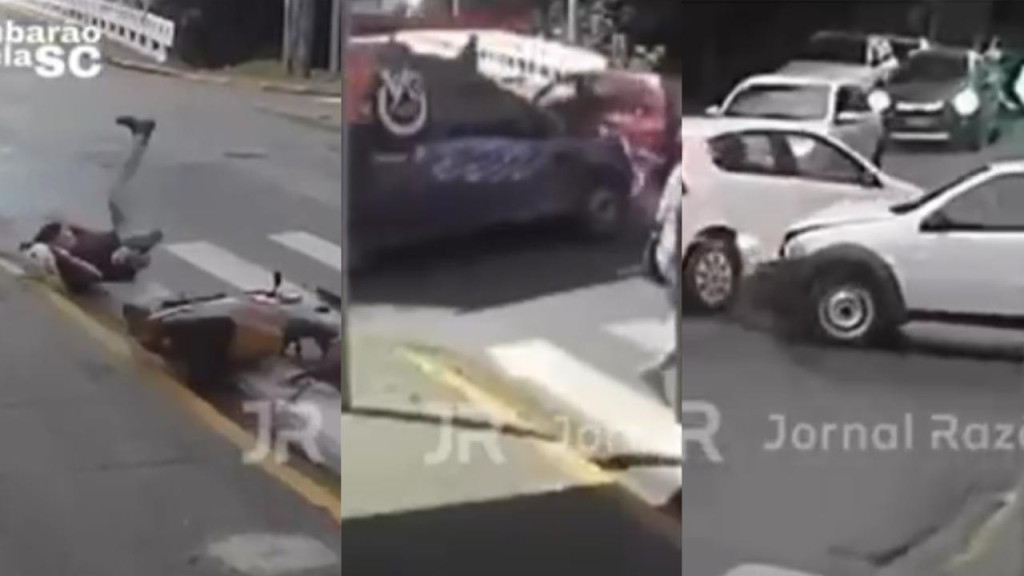 ‘Esquina da Morte’: vídeos mostram sequência de acidentes em cidade de SC