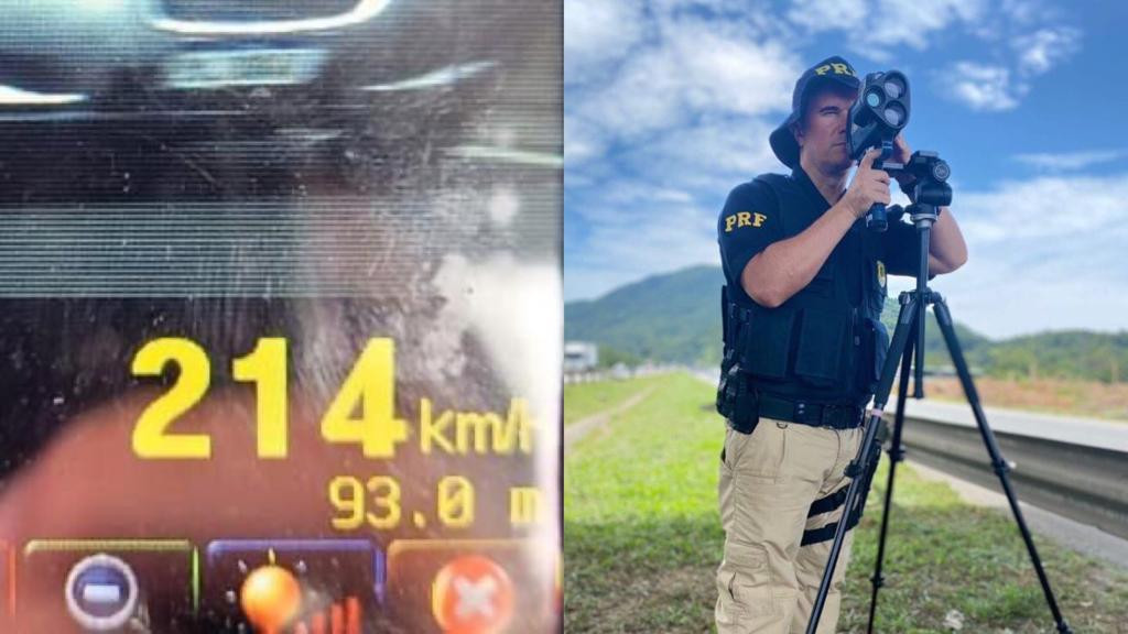 Carro de luxo é flagrado a 208 km/h na BR-101 em SC; velocidade é