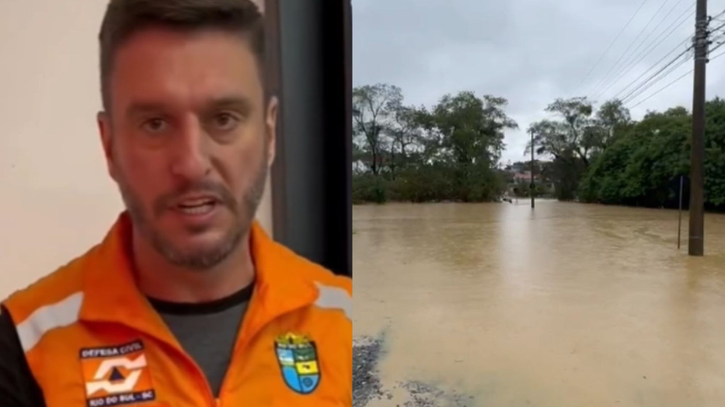 URGENTE: Com rio subindo 1m por hora, cidade de SC prevê enchente e abre abrigos