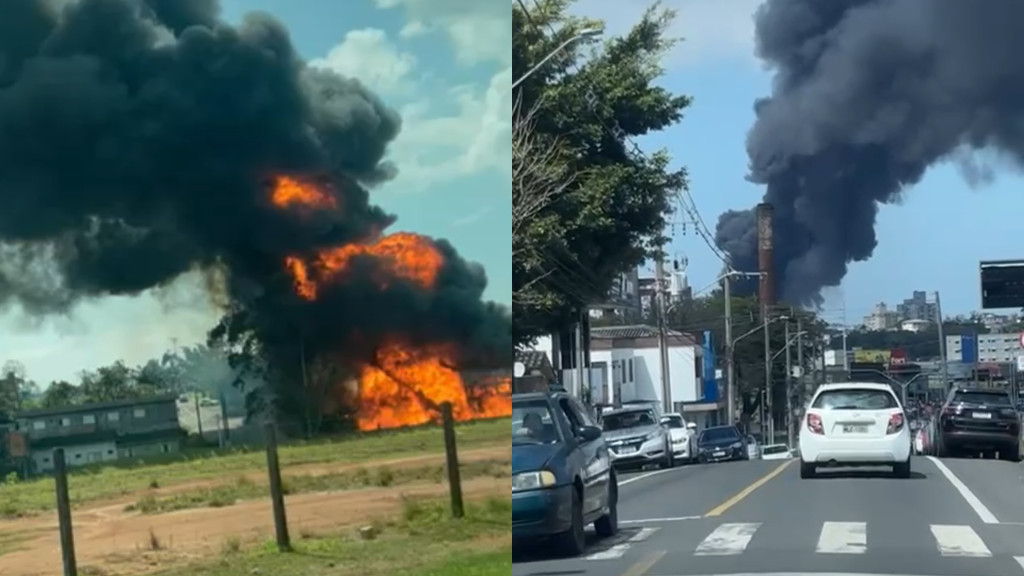 URGENTE: Incêndio de grandes proporções atinge indústria química em SC com risco de explosão