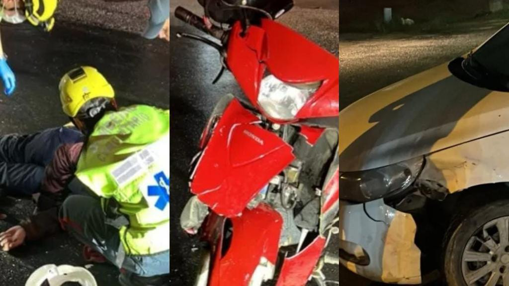 Motociclista fica ferido após colisão com carro na  SC-410, em São João Batista