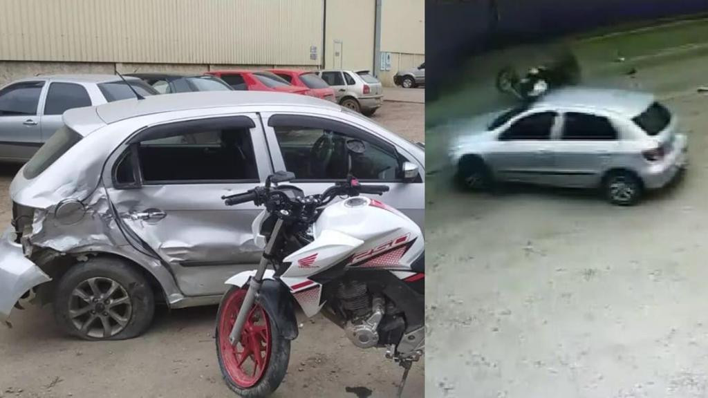 VÍDEO: Grave acidente entre carro e moto é capturado por câmera de segurança