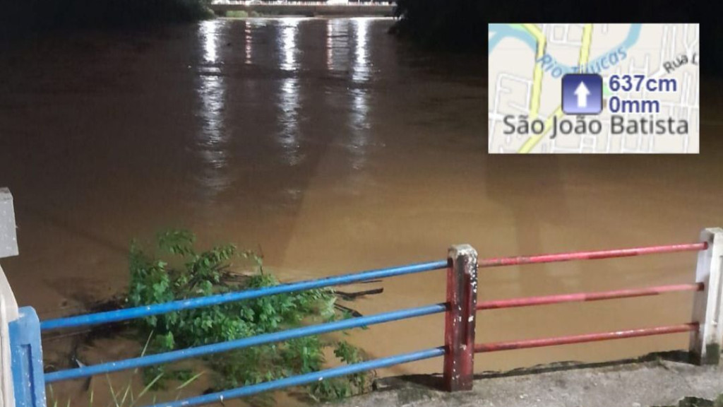 URGENTE: São João Batista tem início de enchente e Rio Tijucas atinge 6,37 metros