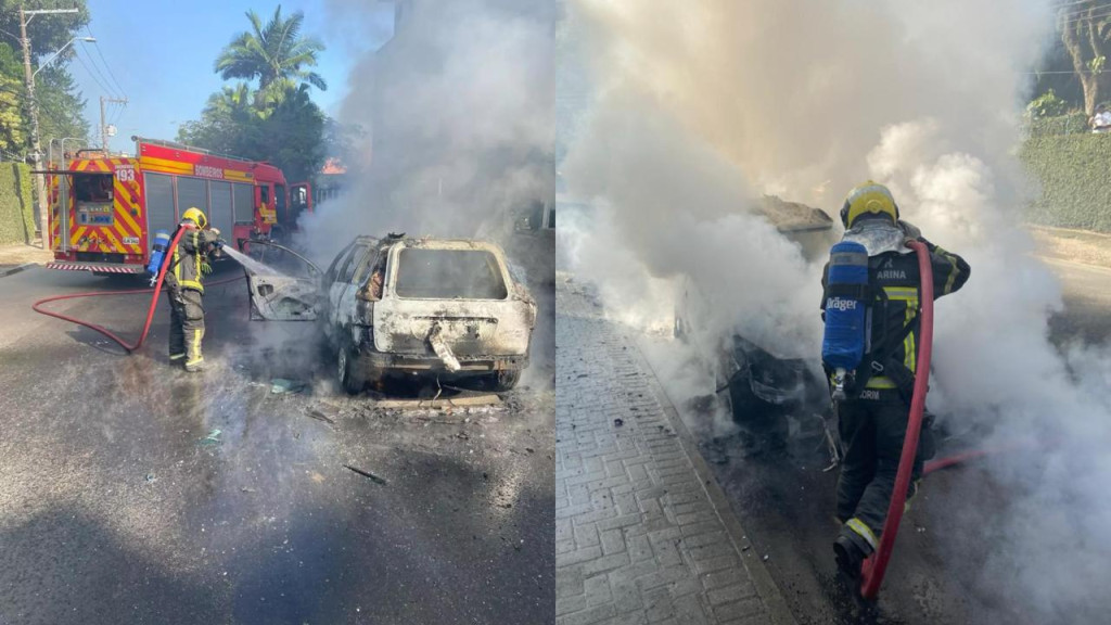 Carro pega fogo e bombeiros são acionados em Florianópolis