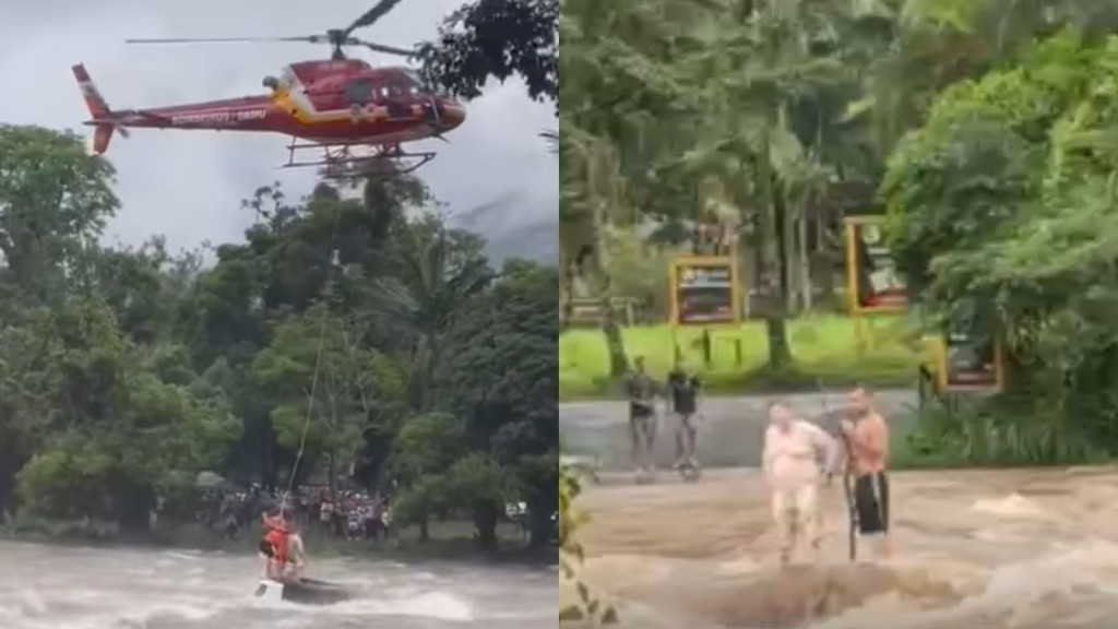 Veículo cai em rio com duas pessoas na divisa entre SC e PR