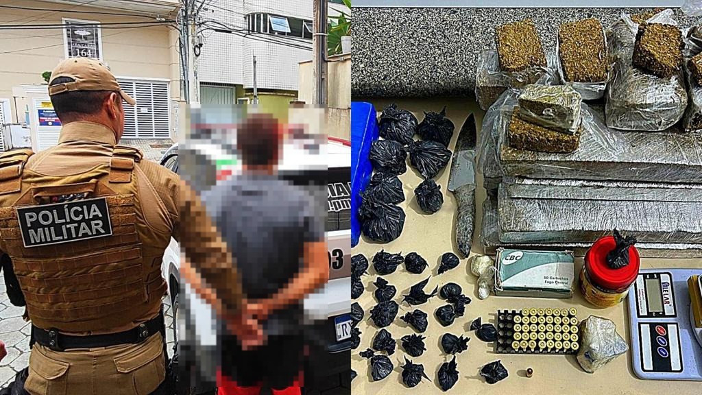 Traficante é preso com estoque de drogas e munições em Porto Belo