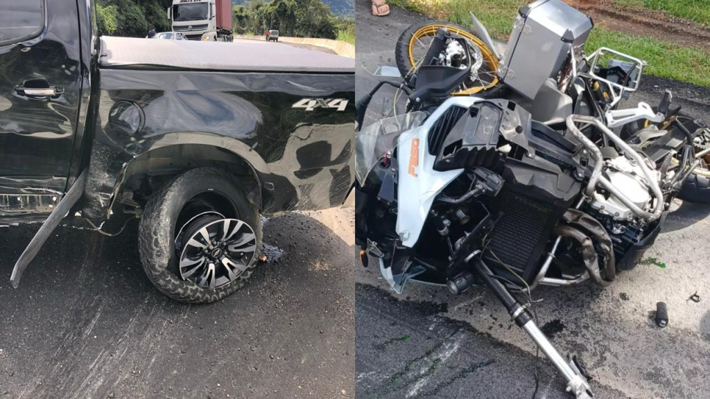 Grave acidente entre moto e caminhonete mobiliza bombeiros e SAMU, no Vale do Itajaí