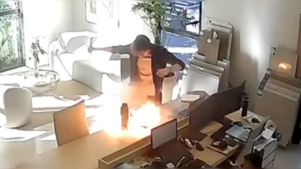 SUSTO: Celular explode enquanto carregava em escritório no PR