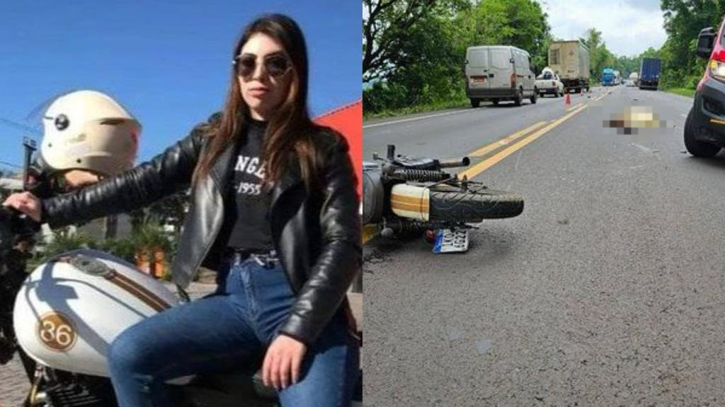 Jovem morre atropelada por caminhão após colisão entre carro e moto na BR-282