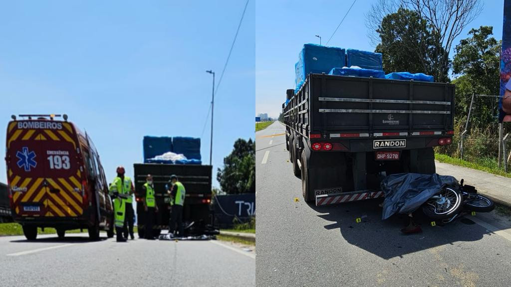 Motociclista morre após grave acidente na marginal da BR-101, em Porto Belo