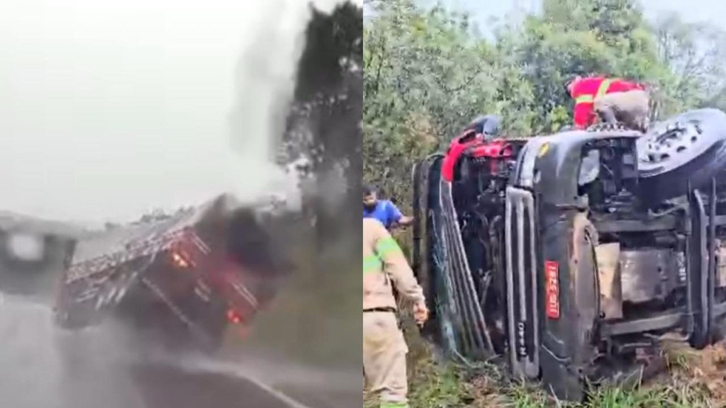 VÍDEO: Taxista de Balneário Camboriú filma momento exato de grave acidente com caminhão
