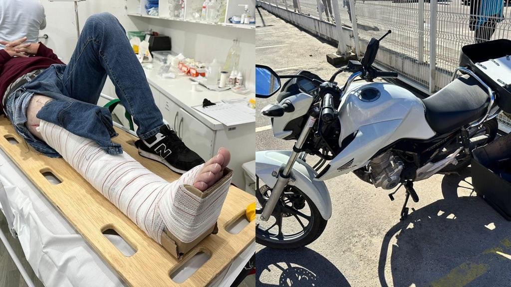 Colisão entre carro e moto deixa motociclista ferido com fraturas em São João Batista