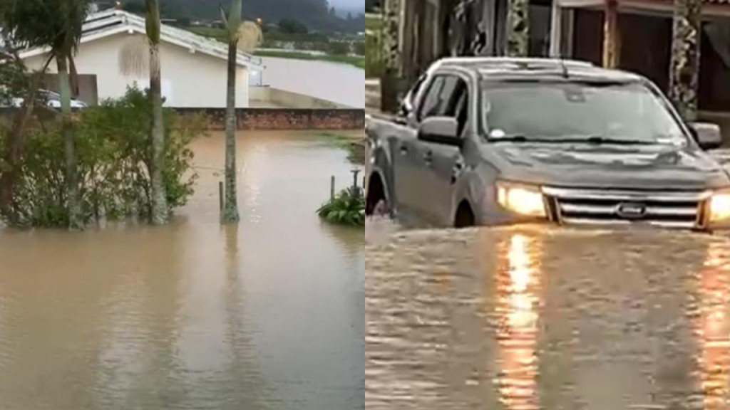 Fortes chuvas causam alagamentos em Paulo Lopes