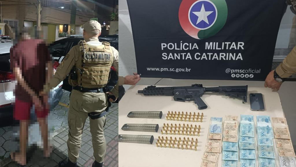Motorista de carro é preso transportando fuzil e munições em Porto Belo