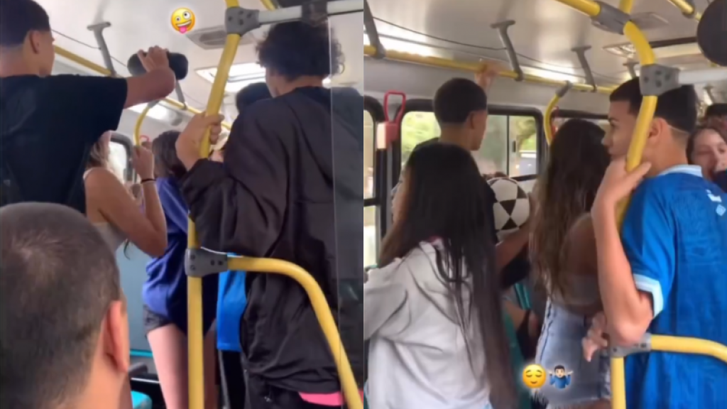 BALADA NO BUSÃO: Adolescentes são flagrados ouvindo funk alto em ônibus de Florianópolis