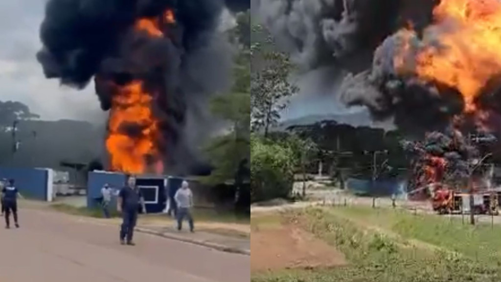 Incêndio em depósito de tintas causa correria e gritaria de trabalhadores