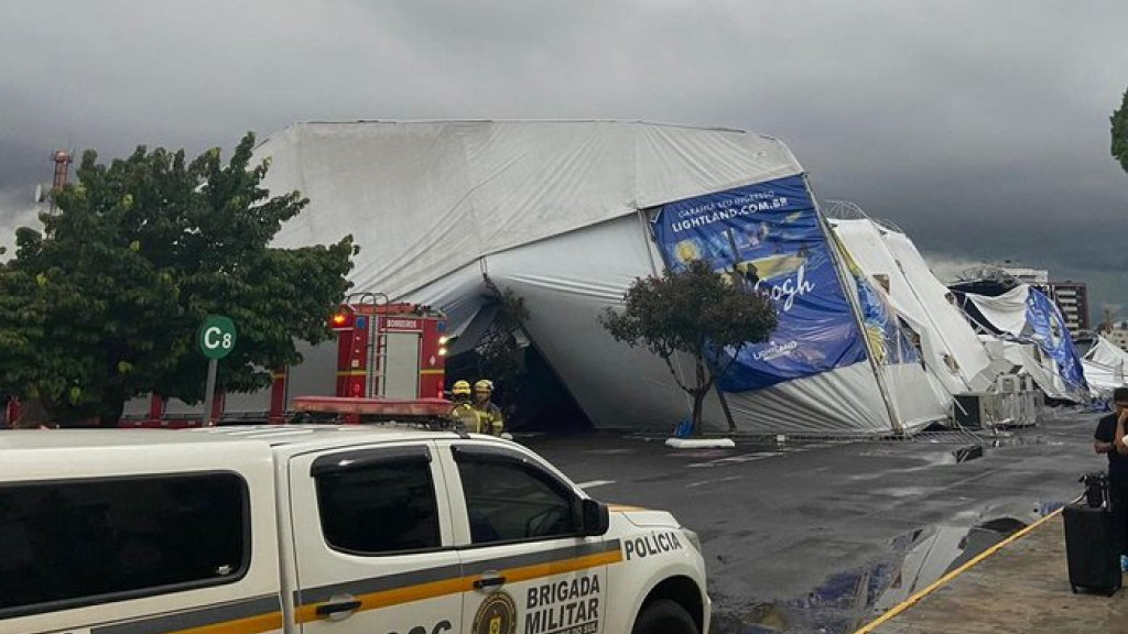 Tempestade deixa feridos após desabamento de tenda em exposição no RS