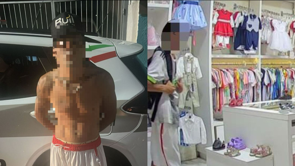 Ladrão é preso após roubo à mão armada em loja de roupas infantis