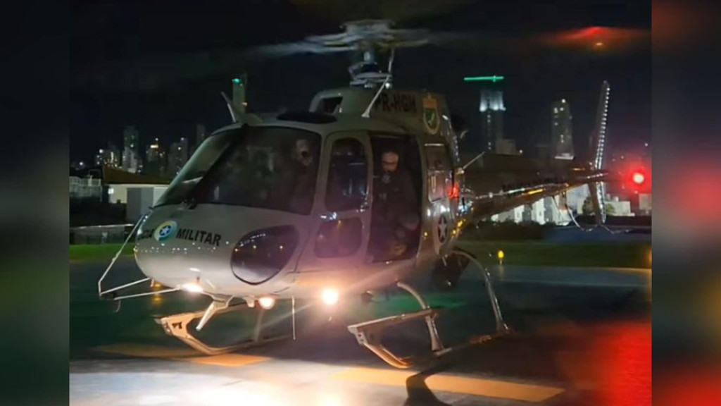 Helicóptero Águia auxilia na captura de criminoso que assaltou imobiliária em Balneário Camboriú