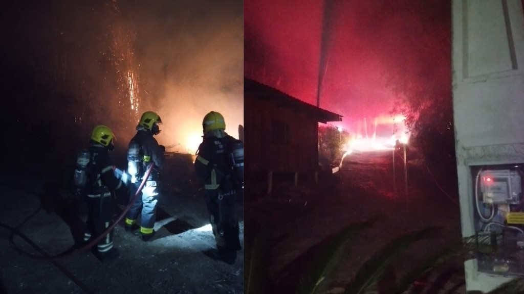 Incêndio destrói casa em Balneário Camboriú e ameaça outras propriedades