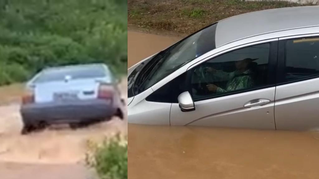 Carros são arrastados pela água e motoristas entram em desespero