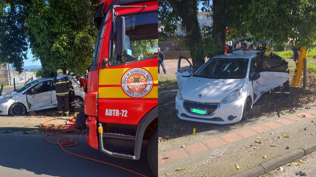 Motorista é resgatada das ferragens após grave acidente em Criciúma