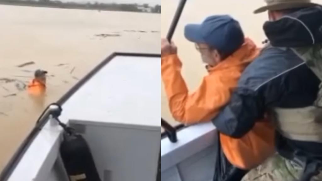 Policiais resgatam idoso após embarcação afundar no Rio Itajaí-Açú