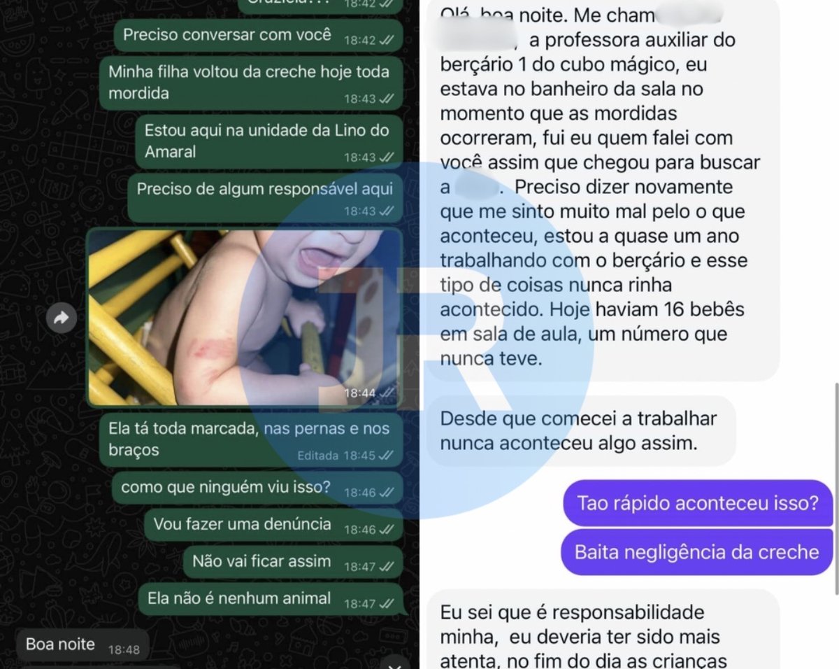 Conversas entre família e creche sobre o caso da bebê mordida em Itajaí