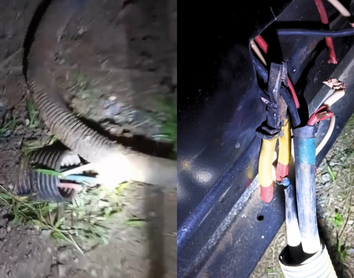 Cabos elétricos rompidos na estação do SAMAE em Tijucas