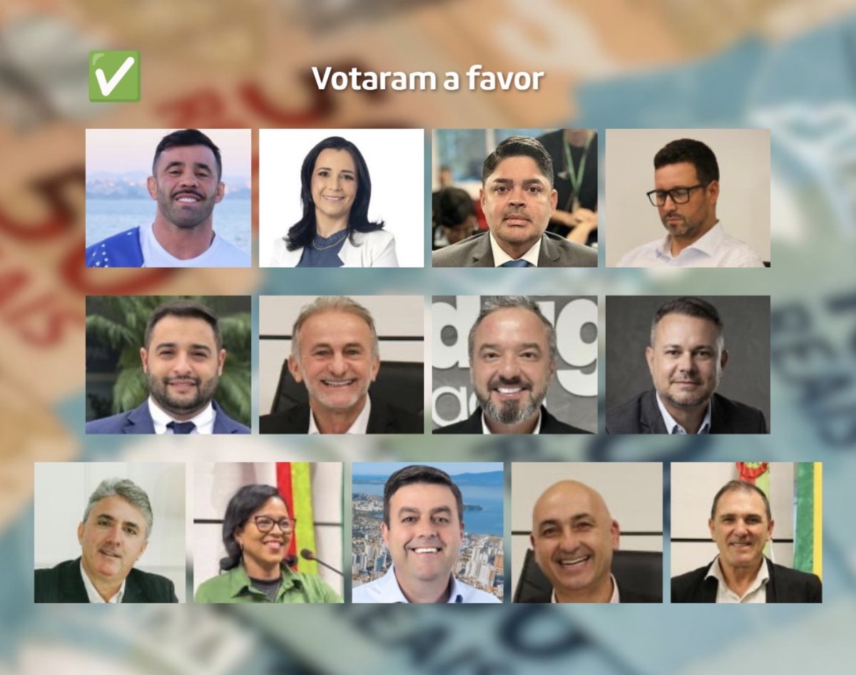 Vereadores de São José que votaram a favor do reajuste do vale-alimentação