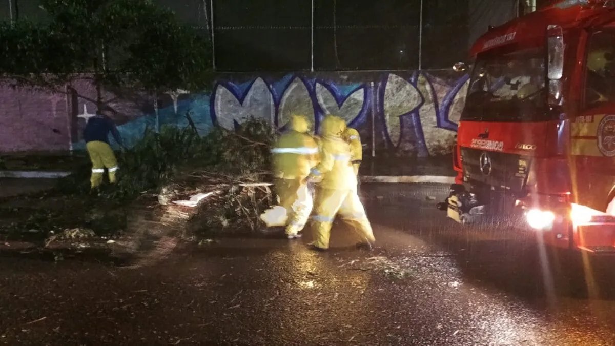 Deslizamento atingiu carro estacionado em Joaçaba, no Meio-Oeste catarinense (Foto: CBMSC, Divulgação)