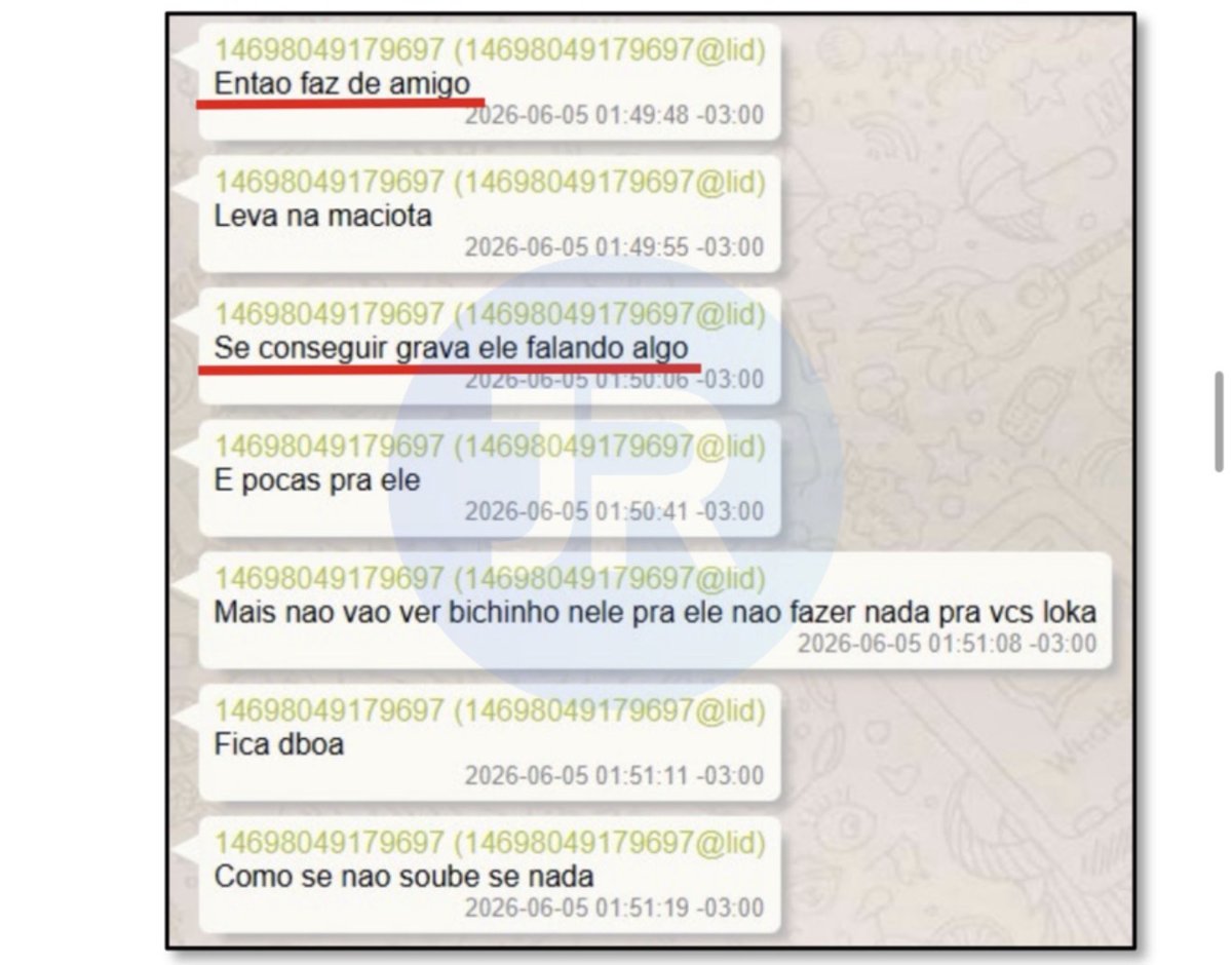Mensagens extraídas dos celulares apreendidos pela Polícia Civil