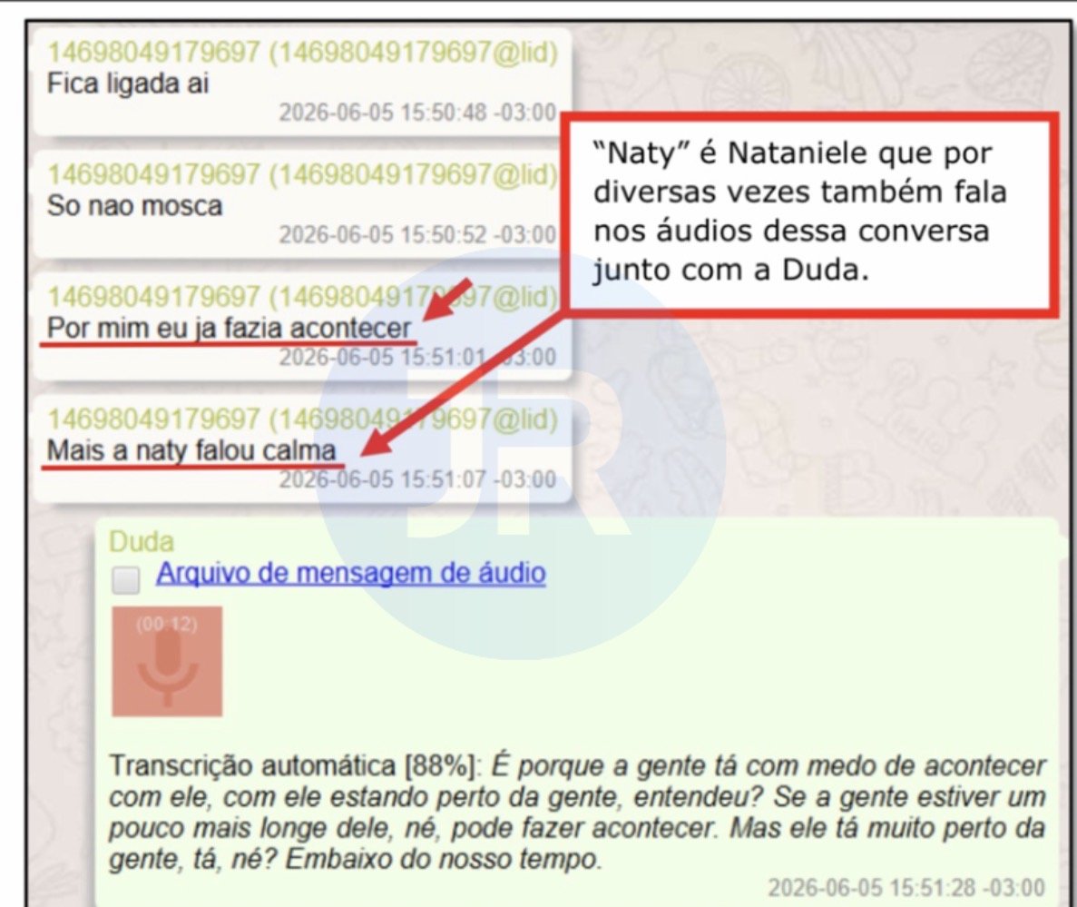 Transcrição de áudio em que a disputa por ciúmes é apontada como motivação