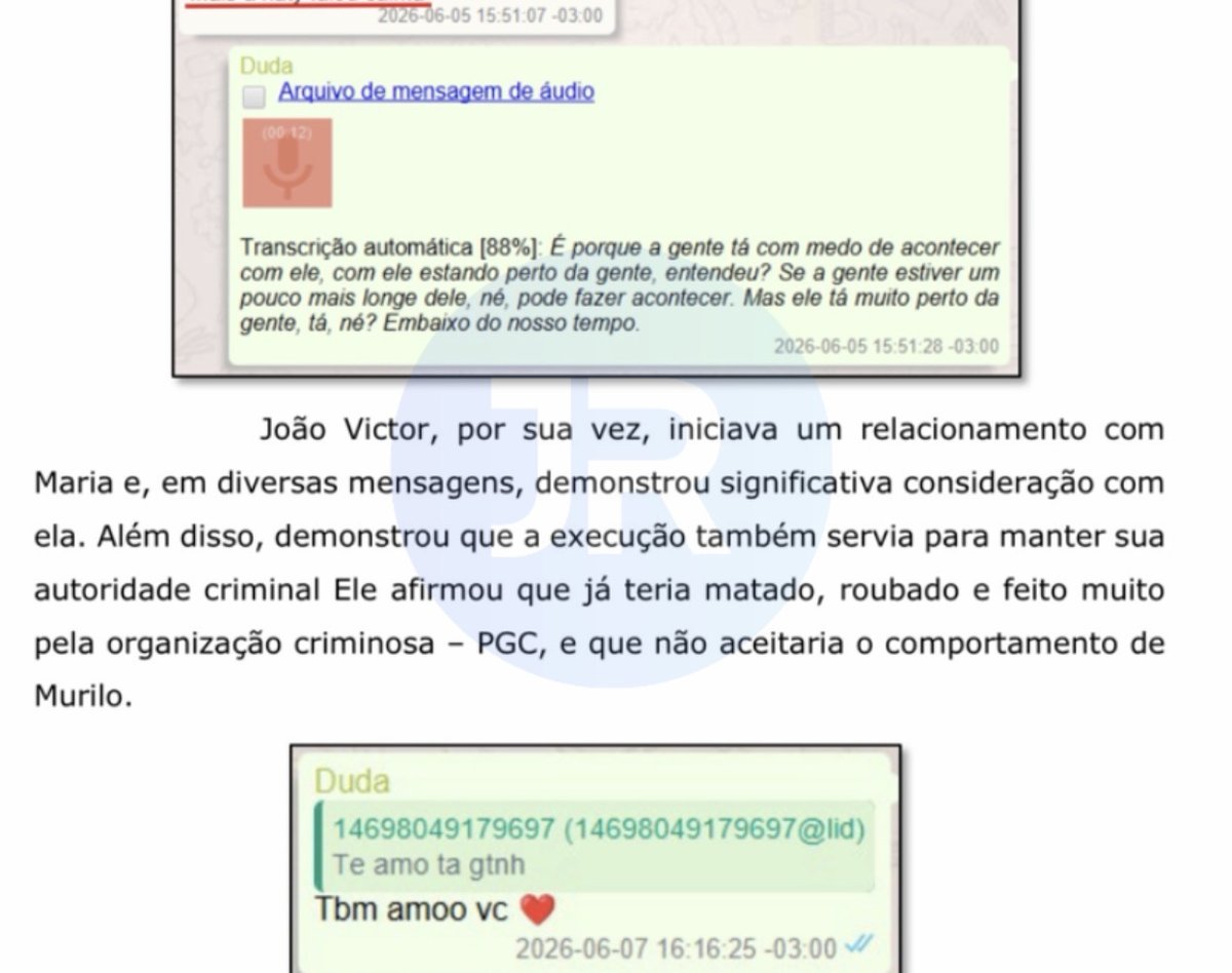 Trecho da conversa em que o grupo trata da logística antes do crime