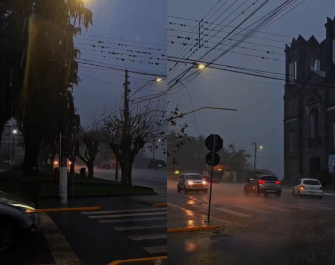Dia virou noite em São Joaquim com temporais avançando do Sul à Grande Florianópolis sob alerta vermelho