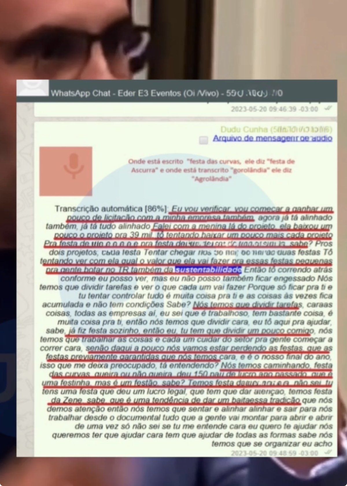 Áudio atribuído ao vereador pede o edital antes da publicação: 