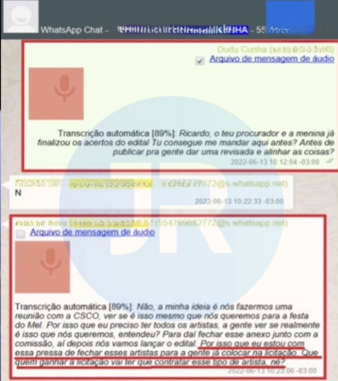 Mensagens atribuídas a Dudu Cunha na negociação do Carnaval 2023: 