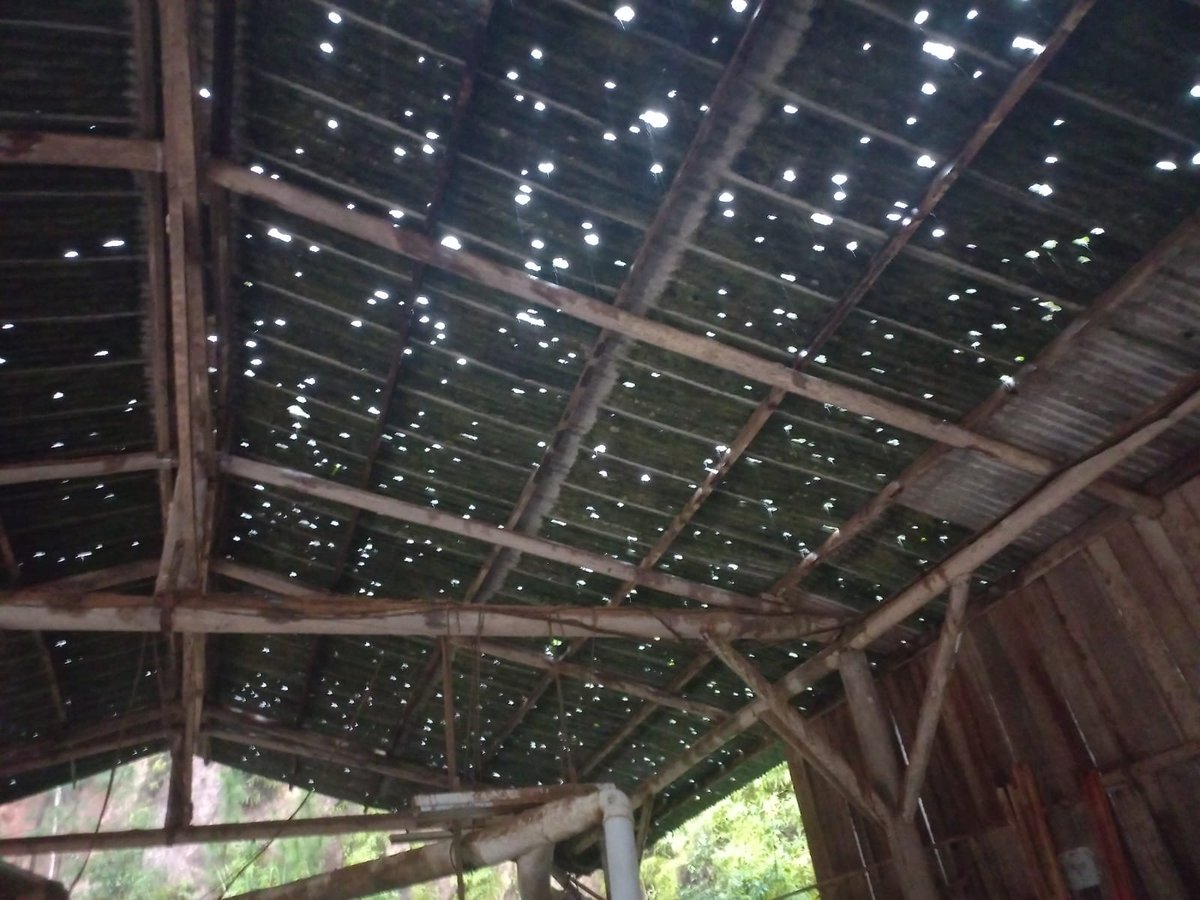 Telhado perfurado pelo granizo durante temporal em Santa Catarina