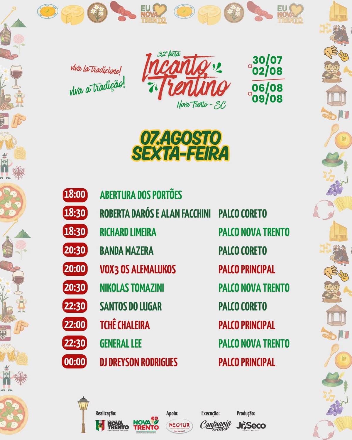Programação de sexta-feira, 7 de agosto