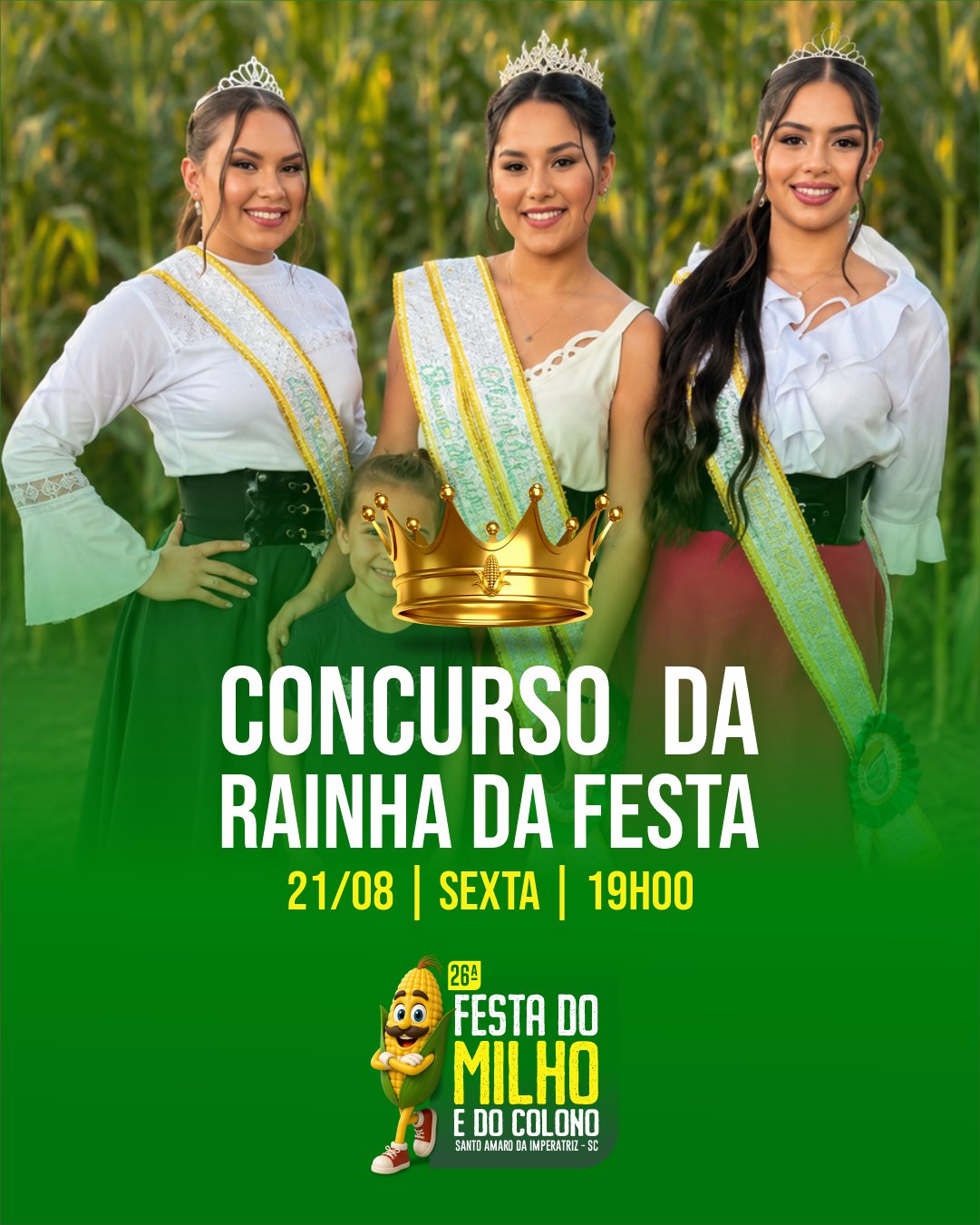 O Concurso da Rainha da Festa acontece na sexta-feira (21), às 19h. Foto: Divulgação