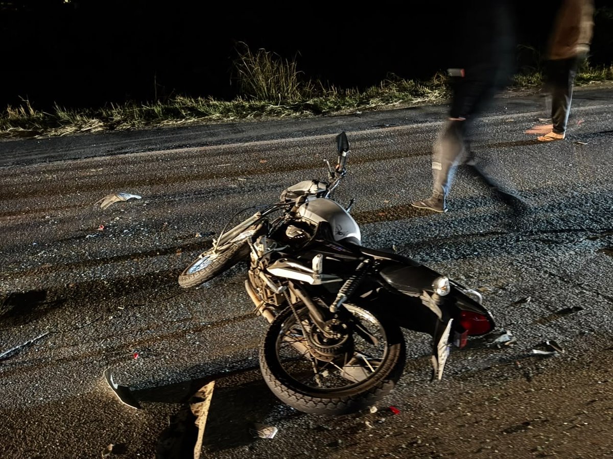 Colisão entre moto e carro na SC-410, em Tijucas