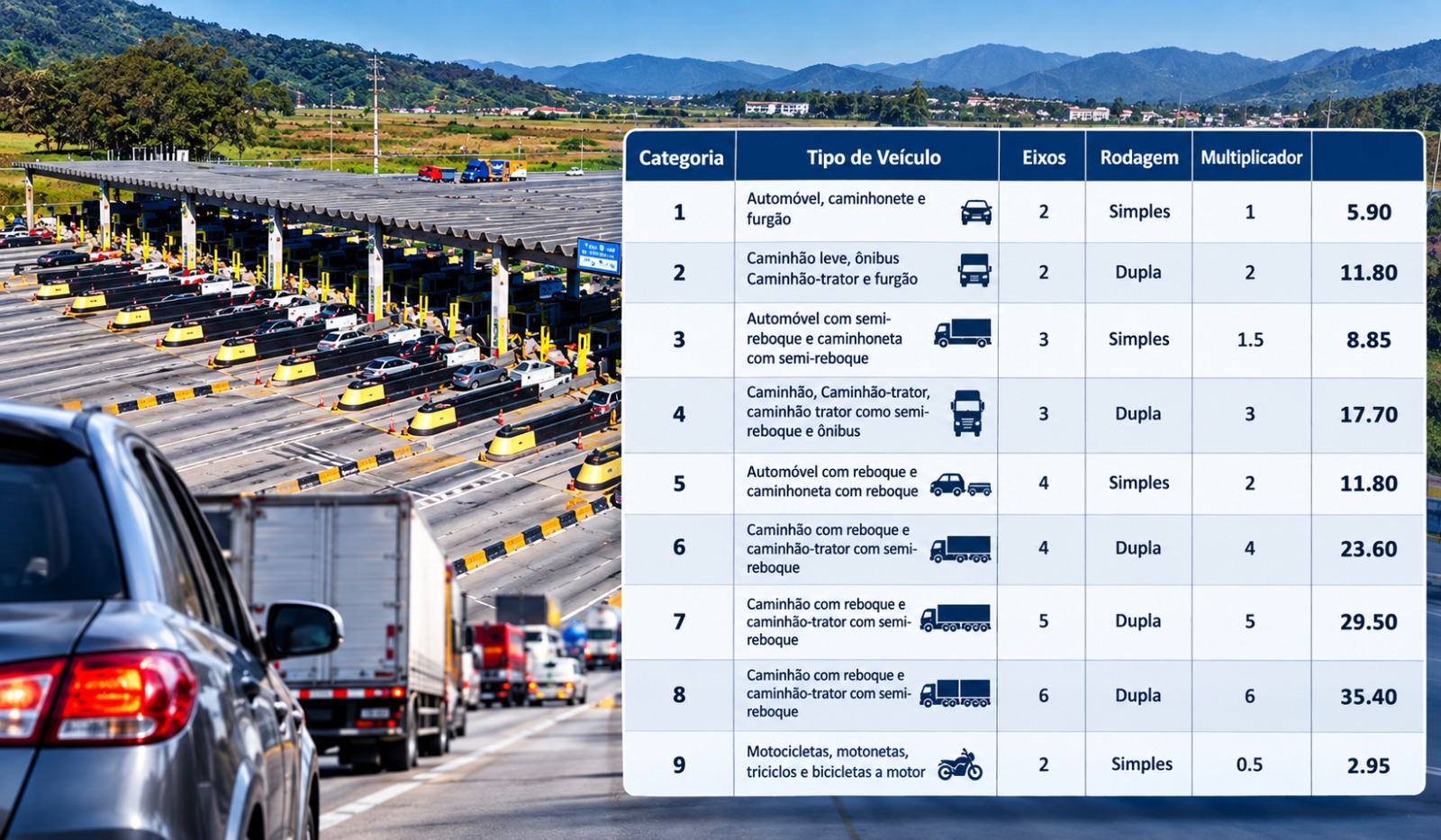Tarifa de R$ 5,90 eleva custo de viagens em rodovias de SC e PR