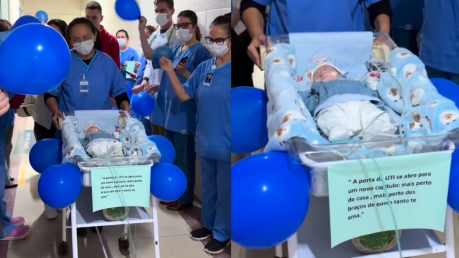 “Guerreirinho”: bebê que nasceu com 719g vence a UTI após três meses e emociona hospital no Sul de SC